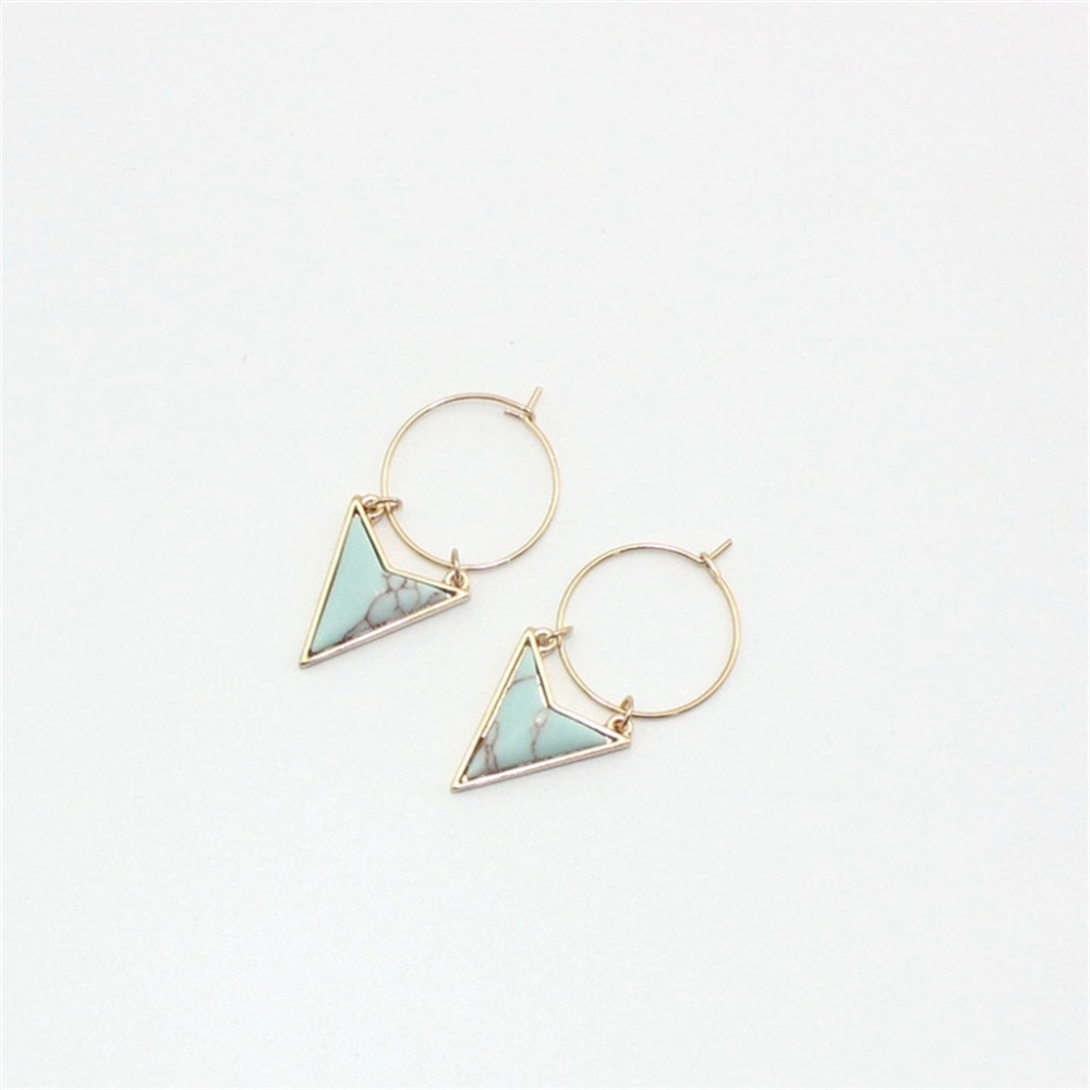 Gold hoop earrings with turquoise stone